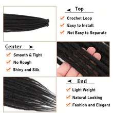 20 Strands 24 Inch Dreadlock Extensions Synthetic Hippie Single Ended Dreads Ombre Black 0.6 Cm Width Loc Extensions Reggae Style Crochet Hair For Men - Multicolor - View 7