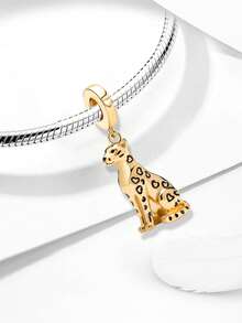 1pc 925 Sterling Silver Crouching Cheetah Charm, Suitable For Women Bracelet/Bangle DIY Jewelry Making, Exquisite Jewelry & Daily Accessory Decoration - Beads - View 9