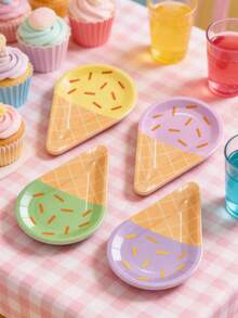 5/10/20pcs Piring Kertas Pesta, Peralatan Makan Sekali Pakai untuk Es Krim dan Makanan Penutup, Piring Warna-warni, Cocok untuk Pesta Ulang Tahun, Pernikahan, Pertemuan Keluarga, Acara Menyambut Bayi, dan Minum Teh Sore - beraneka warna - View 3