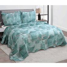 3-Piece Set: Double-Sided Queen Bedspread, Patchwork Quilt, Ultra Patch - 藍寶石 - 查看 1