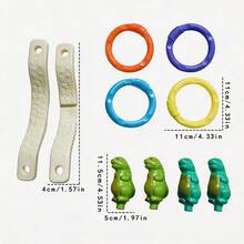 Happy Dinosaur Seesaw Toy Set, Includes 4 Dinosaurs + 4 Rings (Random Color) + 2 Bases, Cute Animal Ring Toss Toy For Kids, Early Education Intellectual Leisure Toy, Optimizes Children's Hand Flexibility, Fun Play To Relieve Fatigue, Suitable Gift For Festivals - Multicolor - View 2
