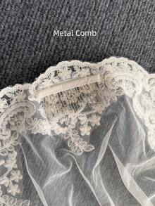 1pc White Soft Tulle Lace Edge 3 Meters Bridal Veil, Suitable For Church Wedding, Engagement Ceremony, Wedding Photography Accessory - Multicolor - View 11