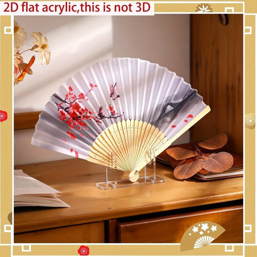 1 buah/2 buah Stand Display Kipas Akrilik 2D, Dudukan Kipas Transparan Lipat, Stand Kipas Tangan, Rak Display Kipas Genggam Lipat, Rak Penyimpanan Kipas, Stand Kipas Datar 2D - MultiWarna - View 1