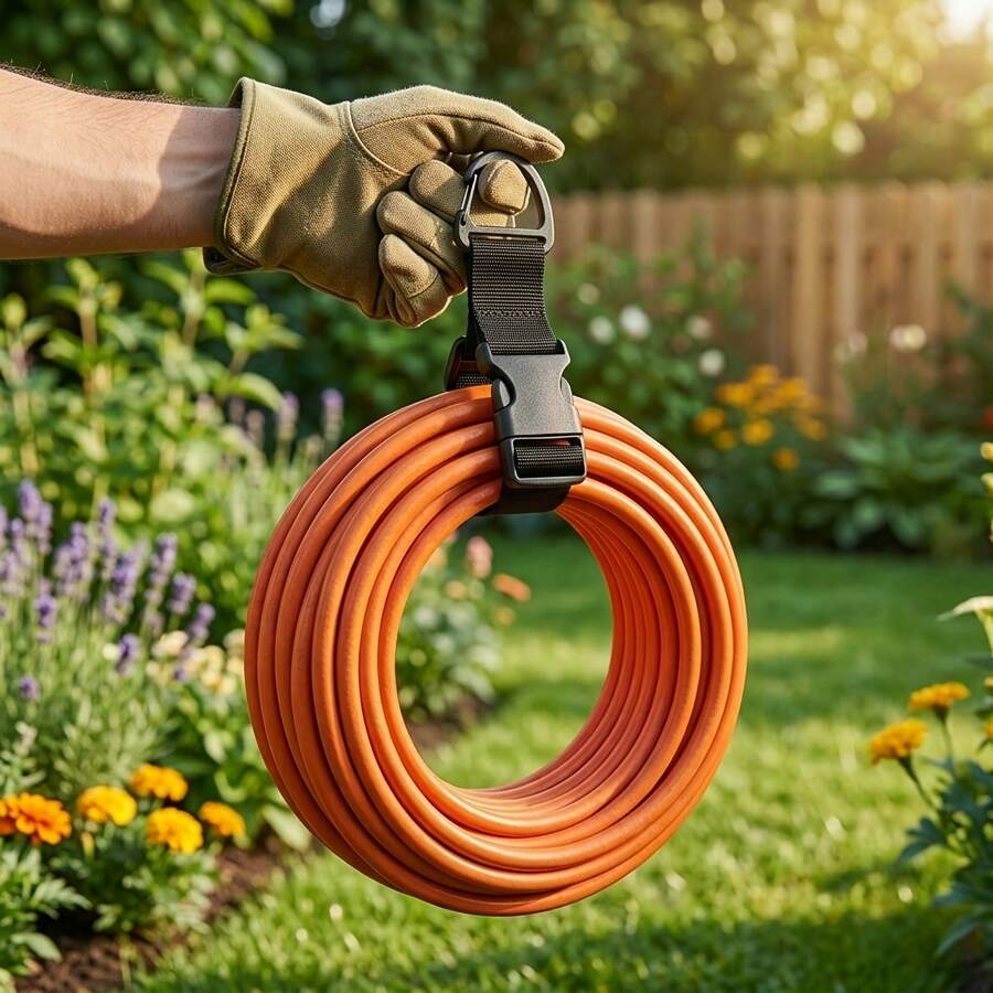 5PCS Adjustable Garden Hose Straps, Heavy Duty Extension Cord Organizer, Hanging Storage Straps For Garage And Workshop, Reusable Cable Management Ties - Black - View 1
