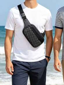 Men's Waterproof Crossbody Bag, Anti-Theft Chest Bag With Backpack Strap Interface, Lightweight Nylon Shoulder Bag, Suitable For Travel, Hiking, Work, Daily Commute - Black - View 4