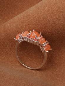 1pc Orange Multicolor Oval Accessory Ring - Orange - View 2