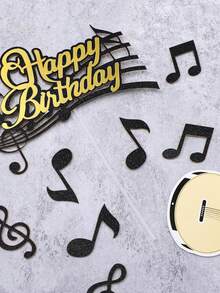 1 Set Music Cake Toppers, Musical Instruments And Notes Theme Cupcake Toppers, Suitable For Birthday, Musician Party, Welcome Party, Table Decor, Anniversary Supplies, Celebration Supplies, Theme Party Decoration - Multicolor - View 10