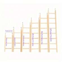 Escalera de escalada de pájaros de madera de juguete para loros, suministros de jaula para pájaros, escalera de escalada con soporte de madera maciza, escalera de hámster, 1. 2HLI - Beige - Ver 2