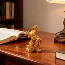 1pc Golden Horse Figurine, "Success On Horseback" Decorative Ornament, Auspicious Home And Office Decor, Suitable For Various Holiday Gifts - Horse - View 6