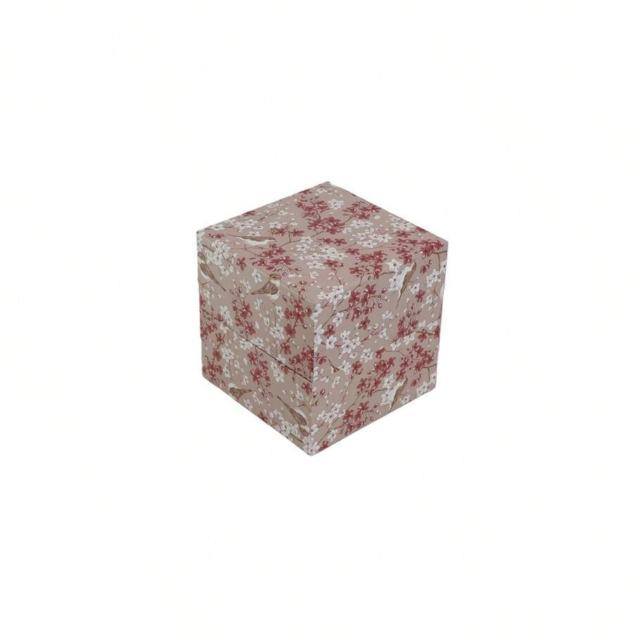 20x20x20cm Purple Cardboard Square Gift Box Set, Multi-Size Floral Pattern Gift Packaging Box - P - View 1