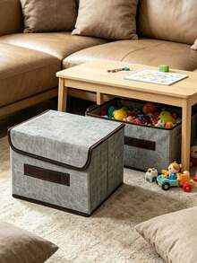 1 Set/1 Piece Non-Woven Fabric Storage Basket, Fabric Organizer Box, Suitable For Dorm, Clothing, Toys, Books, Snacks, Household Items. Foldable, Washable, Large Capacity Linen Storage Bin. - Multicolor - View 5
