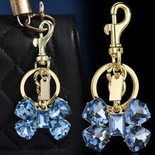 Shiny Crystal Rhinestone Butterfly Keyring Elegant Versatile Handbag Pendant Dating Travel Bag Accessory - 淺藍色 - 查看 3