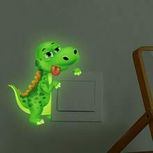 1Pc Glow In The Dark Switch Sticker, Cute Dinosaur & Cat Wall Decal, Luminous Animal Light Switch Cover For Home Bedroom Living Room Decor, Easy To Apply And Remove - Multicolor - View 8