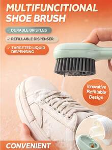 1pc Multifunctional Liquid Dispensing Brush, Suitable For Laundry, Home, Dorm, Shoe Cleaning And Cleaning, Press-Type Automatic Liquid Dispensing Shoe Brush, Valentine's Day, Wedding, Birthday Gift - A - View 7