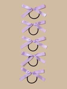10 pièces Élastiques à cheveux avec nœud papillon violet, bandeaux minimalistes de mode pour femmes, élastiques pour queue de cheval, bandes en caoutchouc - Parme - Voir 7