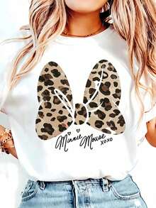Disney Minnie Mouse Shirt, Disney Leopard Minnie Bow T-Shirt, Magic Kingdom Shirt, WDW Trip Sweatshirt, Animal Kingdom Tee, Girls Trip Tee - 白色 - 查看 1