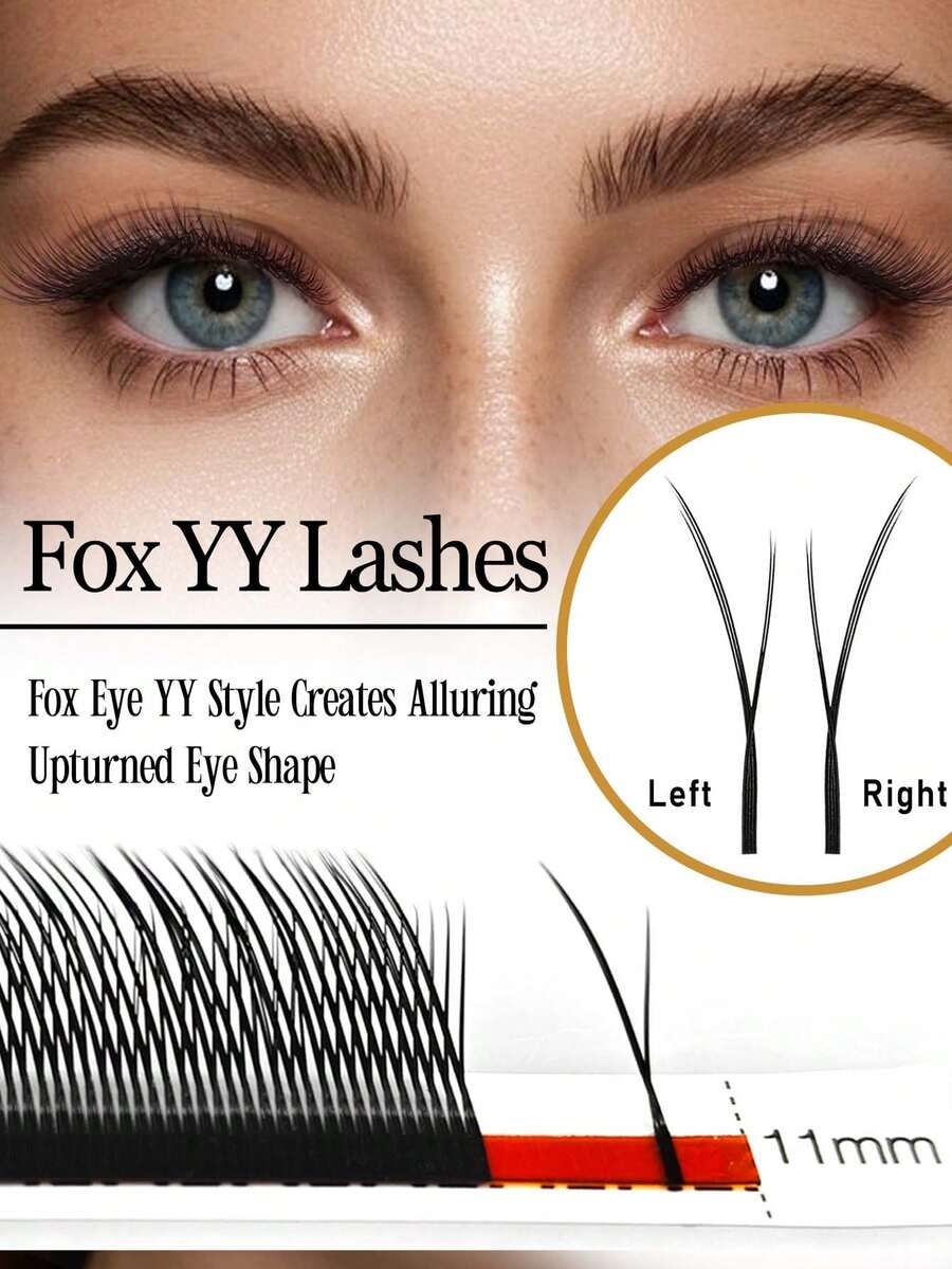 CoMango 12Rows C/D Fox YY Eyelash Extension Three Layers Y Shaped 0.07MM Premade False Lashes Left And Right YY Fox Eyelashes Elongated Your Eyes
