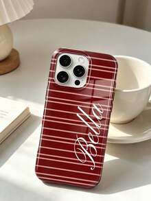 1pc Customized Phone Case, Multiple Colors Available, Suitable For Name Engraving Anniversary Customization, Includes Matte Film Shell, Full Coverage Hard Shell Base 2-In-1 Phone Case Custom Signature - Minimalist Style, Suitable For IPhone 17Pro Max, 17e, Air, 16, 15, 14, 13, 12, 11, PRO Max, Suitable As A Gift For Friends - Burgundy - View 7