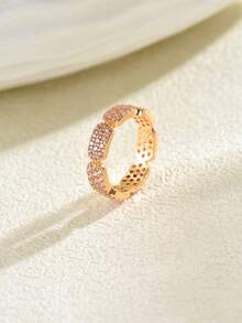 A Light Luxury Unique Hexagonal Full Set Zirconia Fashionable Couple's Ring For Women's Daily Valentine's Day Romantic Holiday Gift - Multicolor - View 23