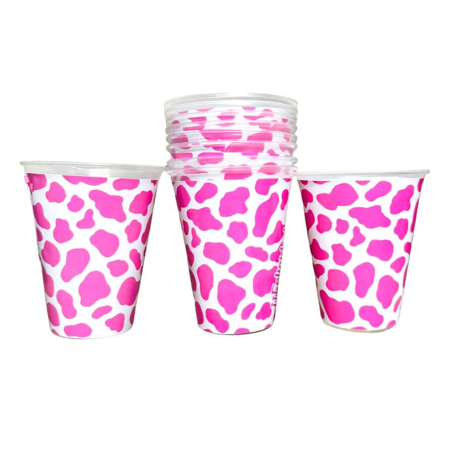20 Vasos De Personajes Divertidos para Fiesta Aguinaldos Carton Cajitas Colores Cajita Adorno Regalo Bolo Volo Pascua Posada Recuerdo Decoracion Bodas Cumpleaños - Vaca Rosa - Ver 1