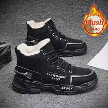 Men's Letter Pattern Casual Snow Boots For Daily Wear - DZ001 Black - View 3