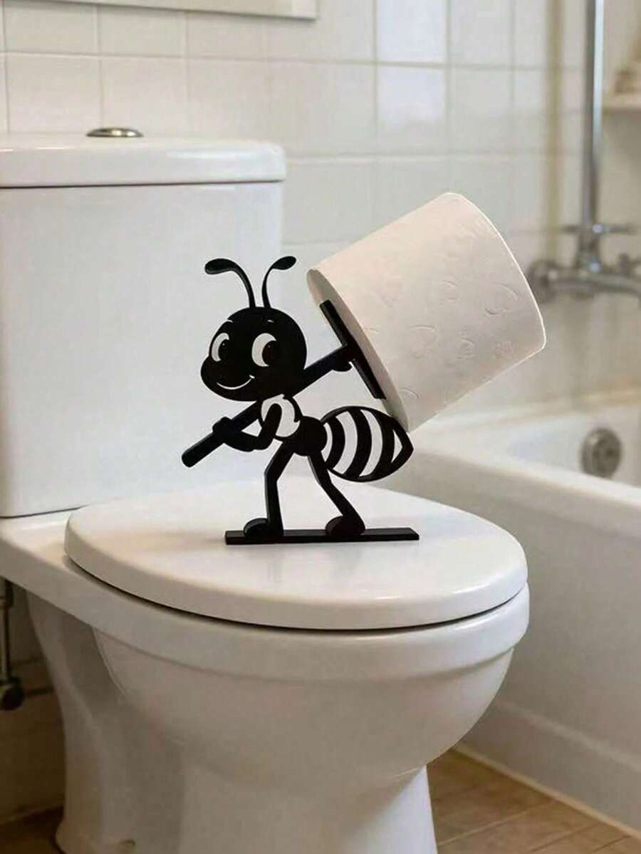 1pc 3D Printed Ant Shaped Toilet Paper Holder, Creative Cartoon Animal Bathroom Tissue Dispenser, Durable Material, Bathroom, Kitchen, Desktop Multi-Functional Paper Towel Storage Rack, Unique Ant Design Decor - Multicolor - View 1