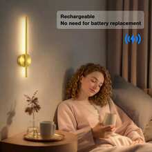 Kabellose wiederaufladbare Wandleuchte mit Fernbedienung, dimmbare kabellose Wandleuchte, batteriebetriebene LED-Wandleuchte für Wohnzimmer, Schlafzimmer, Badezimmer, Flur - Gold - Übersicht 10