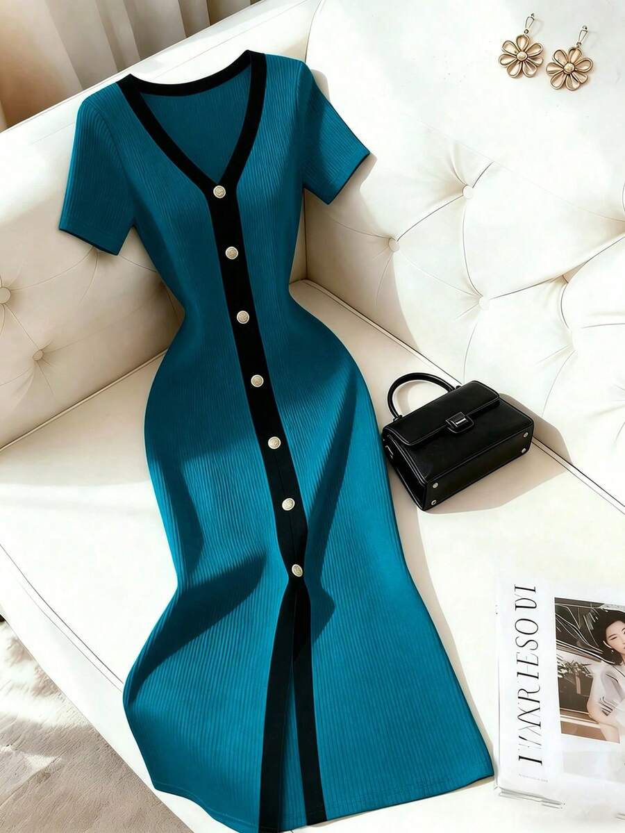 Women Midi Dresses - Kekuatan Biru - View 1