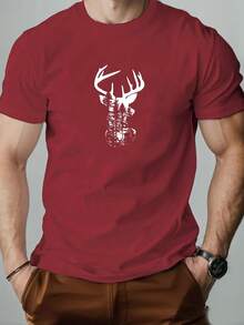 Men's Deer Pattern Summer Casual Short-Sleeve T-Shirt - 白色 - 查看 10