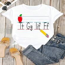 Teacher Appreciation Graphic T-Shirt Thank You Teacher Best Teacher Educator Gift Heartfelt 100% Cotton Oversized Soft Breathable Casual Crewneck Short Sleeve Top Teachers Educators School Staff Gift Givers - 白色 - 查看 18