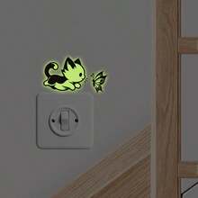 1Pc Glow In The Dark Switch Sticker, Cute Dinosaur & Cat Wall Decal, Luminous Animal Light Switch Cover For Home Bedroom Living Room Decor, Easy To Apply And Remove - Multicolor - View 9