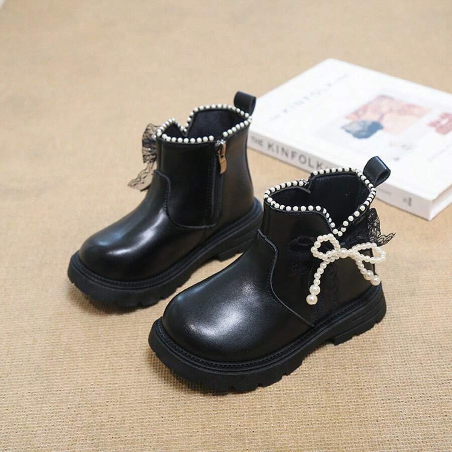 1 Pair Baby Fashion Boots, Soft Breathable Fabric, Lightweight Shock-Absorbing Non-Slip Sole, Caring For Baby's Little Feet. Multiple Colors Available, Suitable For Running And Jumping, Essential For Cute Babies! - Black - View 1