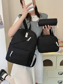 Set Ransel Sekolah 3 Bagian - Ransel Kapasitas Besar Warna Solid + Tas Bekal + Tempat Pensil, Paket Lengkap dengan Kompartemen Laptop, Ransel Nilon Tahan Lama, dengan Tali Bahu yang Dapat Diatur dan Banyak Kantong Luas - Tas Ritsleting Ringan dan Portabel, Cocok untuk Pelajar/Remaja/Lulusan, Sempurna untuk Aktivitas Luar Ruangan/Perjalanan/Sekolah Menengah Pertama/Sekolah Menengah Atas/Perguruan Tinggi, Ransel Penting untuk Kuliah - MultiWarna - View 15