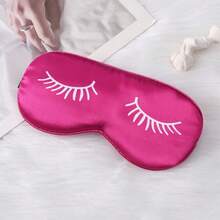 Double-Sided Faux Silk Eye Mask With Printed Eyelashes, Relieves Fatigue, For Nap, Travel, Home Sleep, Eye Protection, Minimalist Satin - Multicolor - View 8