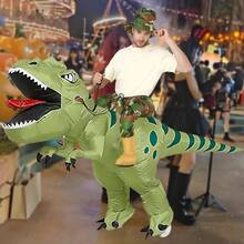 Inflatable Dinosaur Costume For Man Adult Cosplay Party Inflatable Ride On T-Rex Costume Blow Up Funny Costumes Halloween Christmas Carnival Party - Green - View 3
