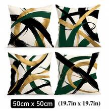 4pcs Dark Green Gold Foil Abstract Geometric Pattern Single-Sided Printed Throw Pillow Covers/Cushion Covers, Multi-Scene Atmosphere Decorative Pillow Covers Suitable For Living Room Sofa Bedroom, Pillow Inserts Not Included, 40x40cm/45x45cm/50x50cm - Multicolor - View 11
