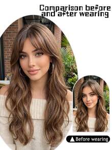 Synthetic Topper Clip In Hair Extensions With Bangs For Women Increase The Amount Of Hair On The Top Of The Head Cover The White,Breathable And Heat-Resistant For Daily Use, Halloween - Multicolor - View 4