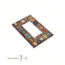 Bohemian Style Magnetic Self-Adhesive Light Switch Cover - Home, Kitchen And Bathroom Decorative Wall Panel, 1 Set/2 Sets Option, 2D Flat Print Fits Single/Double Toggle, Outlet, Decor Switch, Rectangular/Round, No Battery Required, Wall Decor, Wireless, Suitable For Standard Switches, Light Switch Cover Decoration, Wall Decoration Bathroom/Bedroom/Living Room/Kitchen Universal With Screw Accessories - one-size - View 2