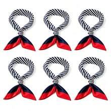 6, 2 Pieces European Air Hostess Pilot Matching Accessories Wheat Emblem Cap Contrast Red-Blue Striped Neck Bandana - Multicolor - View 14