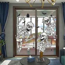 4pcs Halloween Skeleton Window Stickers, Glass Window Decor, Double-Sided Cute Halloween Window Decals, Indoor Home Office Party Decoration - Style 2 - View 6
