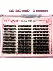 HBZGTLAD 300 pièces/boîte 10 rangées 60+80+100 pièces de faux cils en fourrure de vison synthétique de 0,07 mm, longueurs mixtes de 8 à 16 mm, faux cils volume russe 3D, faux cils individuels, boîte en plastique, bouquets de cils, faux cils individuels - Noir - Voir 12