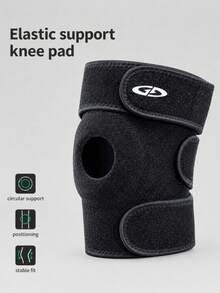 GOLOVEJOY 1pc Sports Knee Support Pad, Adjustable Elastic Knee Pad With Open Patella Design For Gym, Running & Fitness Training - Black - View 6