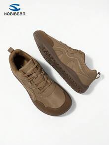 HOBIBEAR Zapatos casuales descalzos para parejas, zapatos de malla con puntera ancha y caída cero, zapatos deportivos transpirables para el uso diario, zapatos de hombre con cordones en color marrón caqui retro y transpirables - Marrón - Ver 8