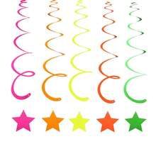 20/40pcs Reflective Neon Vortex Decorations - Colorful Hanging Tassels, Five-Pointed Star Fluorescent Spirals, Star Hanging Ornaments, For Ceiling, Birthday Party, Neon Party, Bar, Party Backdrop, Dance Party And Bachelor Party - One Size - View 7