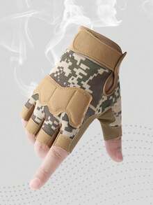 1 Cặp Găng Tay Nửa Ngón Cho Nam, Găng Tay Chiến Thuật Thể Thao Ngoài Trời, Đi Xe Máy Đạp Xe - Ngụy trang kaki - Xem 6