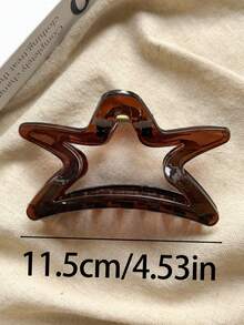 2件/1件 女款 11.5cm/4.53in 棕色星形綠色橢圓大號輕量塑膠髮夾，時尚百搭高級優雅極簡純色髮飾，適用日常出門、休閒、派對、通勤，專為紮髮、盤髮、洗臉、沐浴、化妝、穿搭搭配、髮飾、海灘度假髮夾 - 彩色 - 查看 2