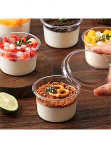 10/50pcs Clear Dessert Cups With Lids, Suitable For Cake, Mousse, Ice Cream, Party Supplies Set, Halloween Christmas Party Tableware - View 7