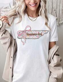Camiseta de chica de Tennessee, camiseta Tennessee T EE Tennessee Forever, camiseta de chica con lazo de Tennessee, camiseta de algodón 100% de 220g de peso pesado, camiseta de algodón puro - Negro - Ver 1
