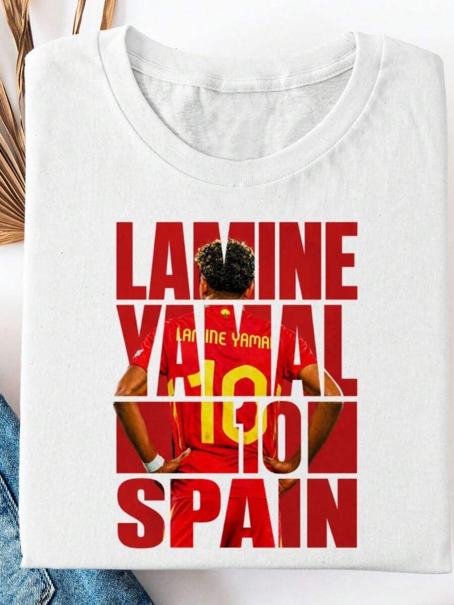 Camiseta de fútbol, Camiseta de fútbol de España, Camiseta de la Eurocopa 2026 y Copa del Mundo, Camiseta con gráfico estilo camiseta de España, Regalo para seguidores unisex - Blanco - Ver 1