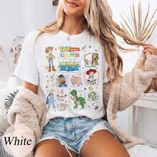 (Loose Fit)Retro Watercolor Coquette Toy Story Characters Shirt, Disney  Toy Story Tee, Buzz Lightyear Woody Jessie  Rex, WDW Girl Trip - White - View 1